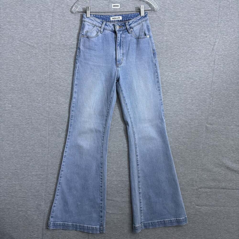 Rollas Jeans Women's 24 Light Wash Blue Stretch High Rise EastCoast Flare Jeans